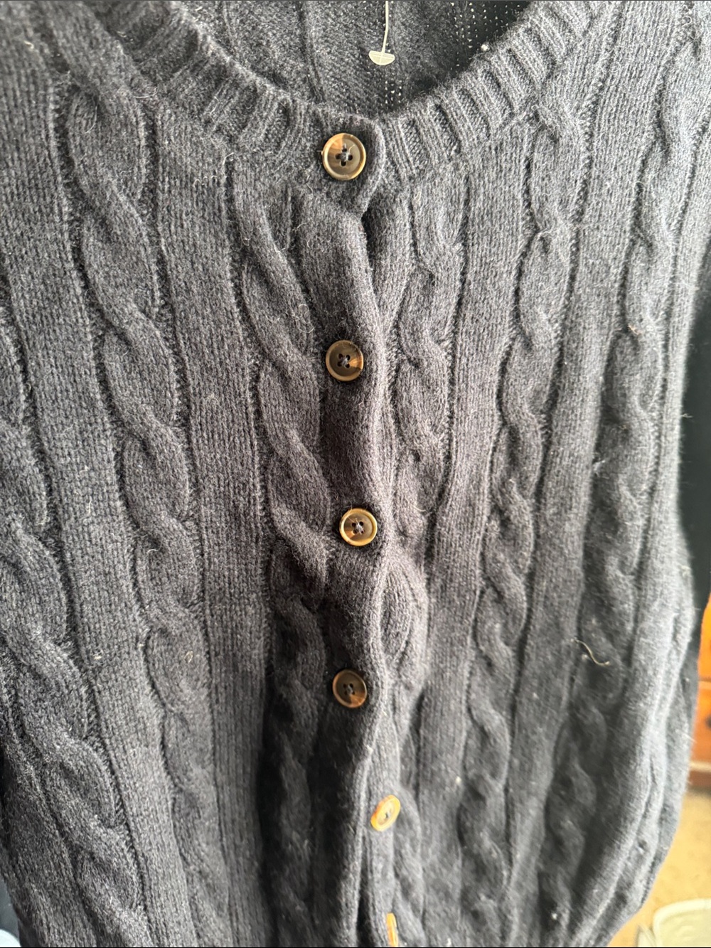 Classic Cable Knit Button-Front Sweater Cardigan - Gray